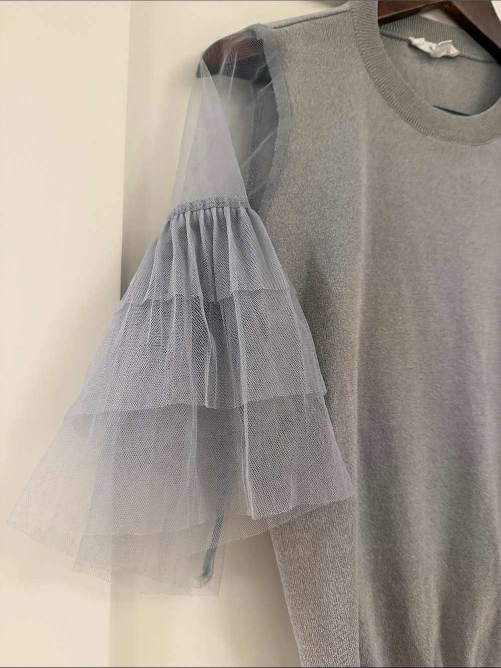 Anthro THML tulle sleeve sweater